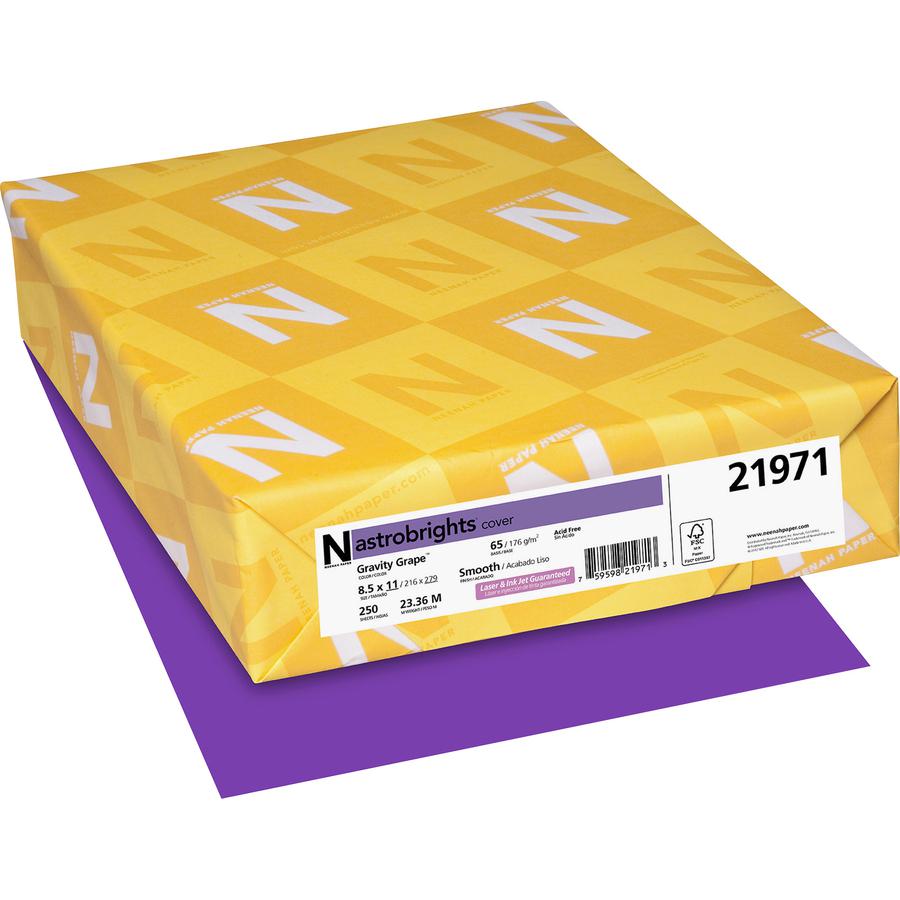 Astrobrights Color Cover Stock - Grape - Letter - 8 1/2" x 11" - 65 lb Basis Weight - 250 / Pack - FSC - Acid-free, Lignin-free - Gravity Grape (Purple). Picture 3