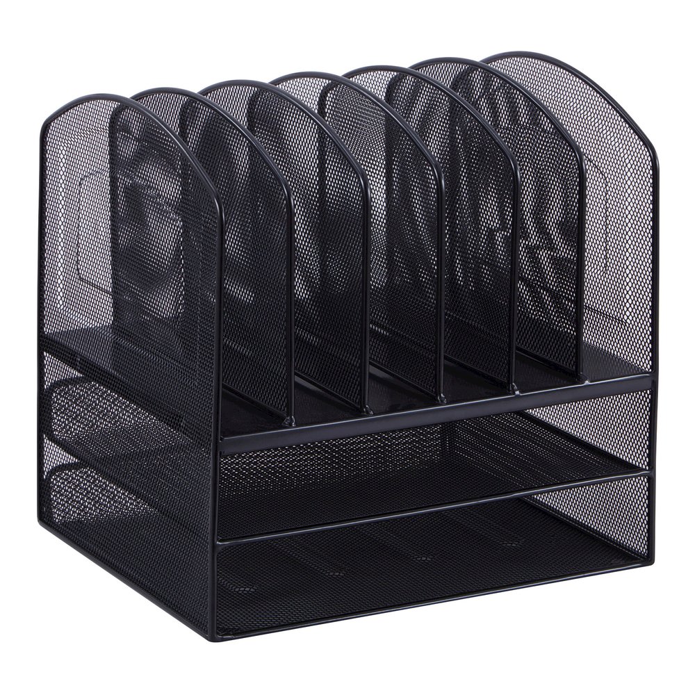 Lorell Mesh Desk Organizer - 8 Compartment(s) - Sturdy - Powder Coated - Black - Steel - 1 Each. Picture 8