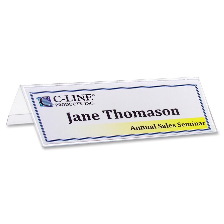C-Line Heavyweight Rigid Plastic Name Tent Holder - Medium Size, 2-1/2 x 8-1/2, 25/BX, 87597. Picture 3