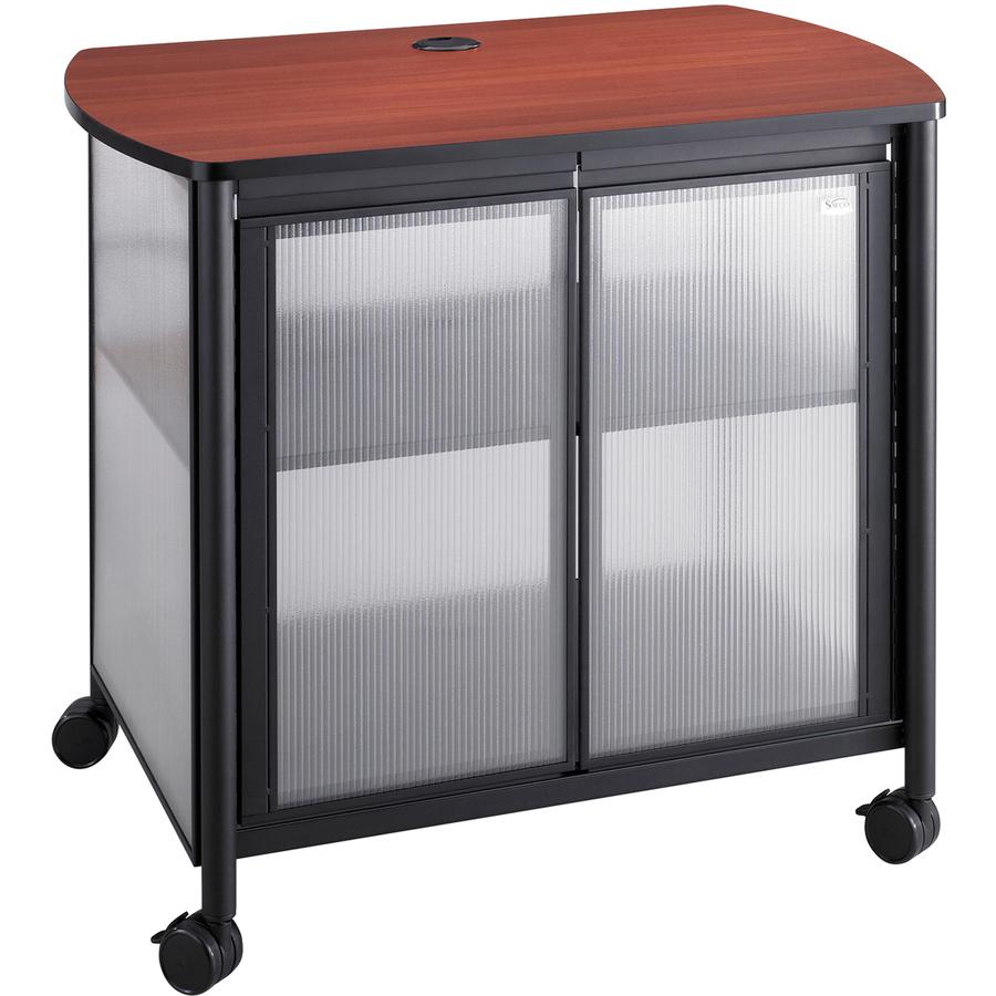Safco Impromptu Black Deluxe Stand with Doors - 200 lb Load Capacity - 2 x Shelf(ves) - 30.8" Height x 34.8" Width x 25.5" Depth - Powder Coated, Laminate - Polycarbonate, Plastic, Steel - Black. Picture 3
