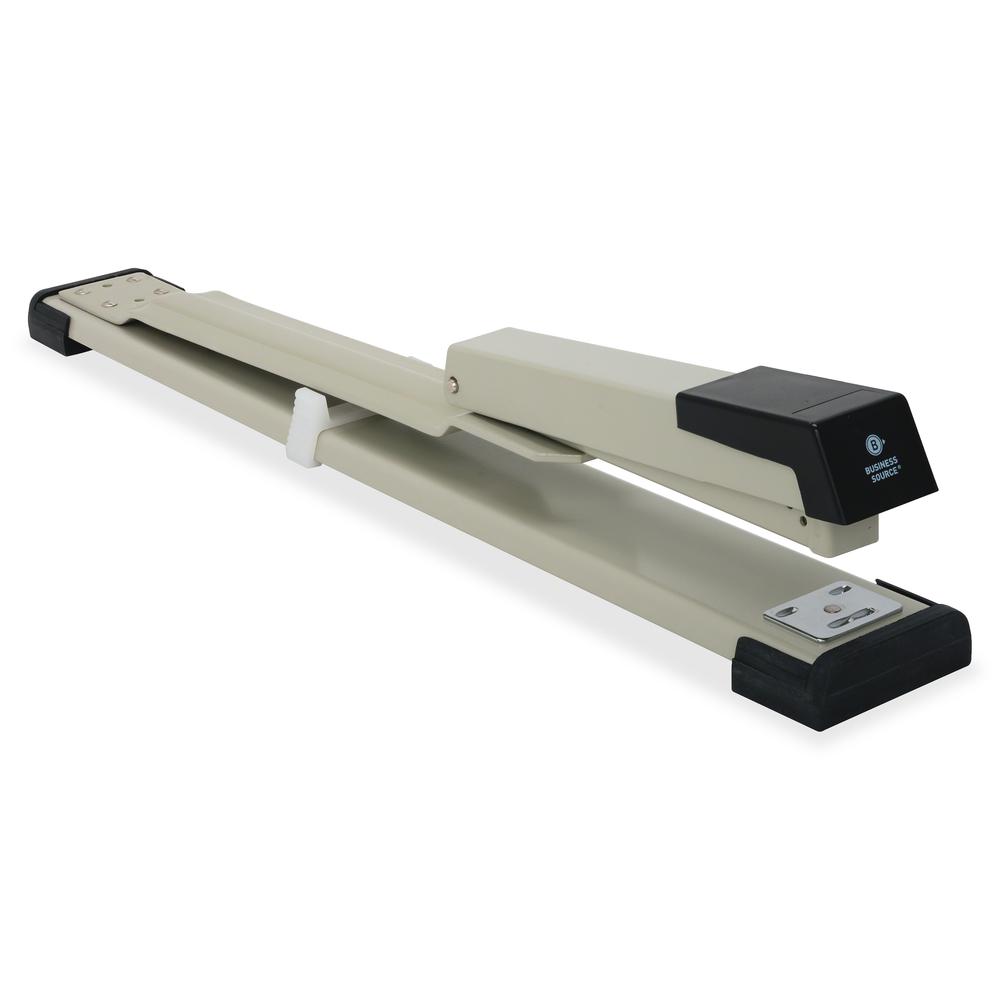 Business Source Long Reach Stapler - Staples Upto 20 Sheet of 20lb Paper - Holds Upto 210 Staple - Full Strip - Staple Size: 0.25" - 12" Throat Depth - Putty, Gray, Black - 1 Each. Picture 5