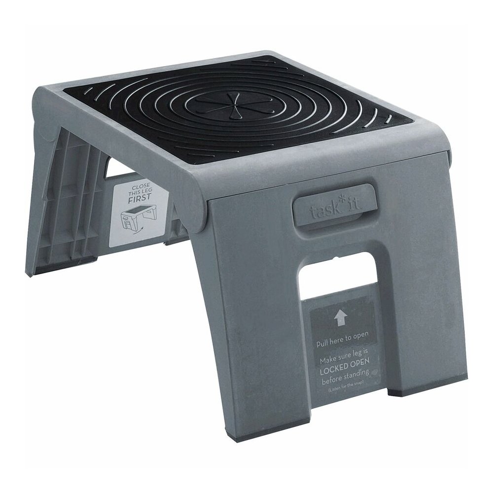 Cramer 1-Up™ Nonslip Folding Step Stool - 250 lb Load Capacity - 14" Width x 11.5" Depth x 9.5" Height - Gray. Picture 4