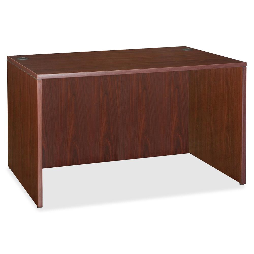 Lorell Essentials Series Rectangular Desk Shell - 29.5" Height x 47.3" Width x 29.5" Depth x 1" Thickness - Finish: Laminate, Mahogany - Grommet, Modesty Panel, Cord Management, Adjustable Feet - 1 Ea. Picture 7