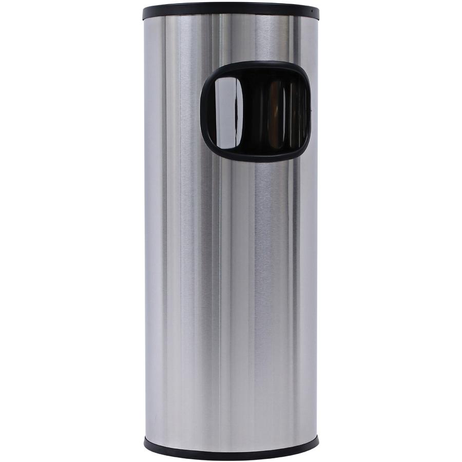 Genuine Joe Fire-safe 3-Gallon Ashtray Receptacle - 3 gal Capacity - Removable Lid, Fire-Safe, Compact - Aluminum, Stainless Steel - Stainless Steel - 1 Each. Picture 8