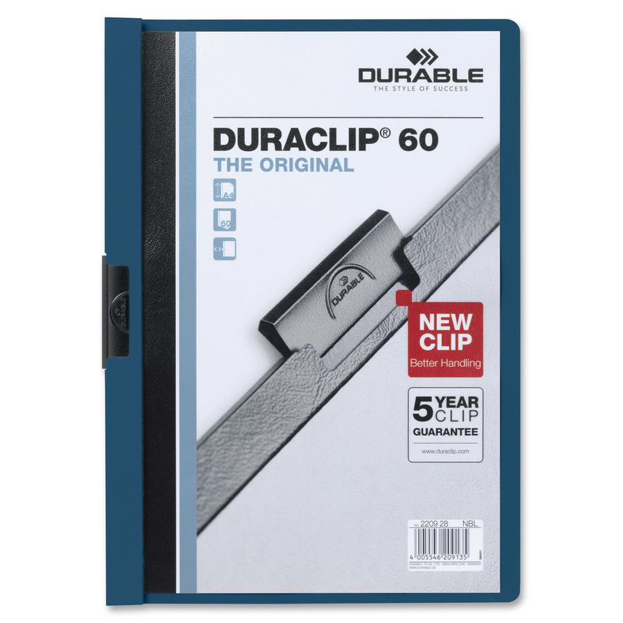 DURABLE DURACLIP Letter No Report Cover - 8 1/2" x 11" - 60 Sheets Capacity - 1 Fastener - Vinyl - Dark Blue - 25 / Box. Picture 2