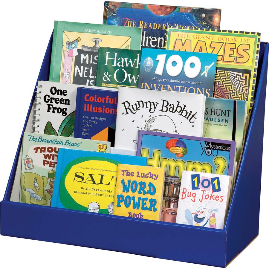 Classroom Keepers Classroom Keeper's Corrugated Book Shelf - 3 Tier(s) - 17" Height x 20" Width x 10" Depth - Sturdy, Corrugated - 70% Recycled - Glossy - Blue - 1 Each. Picture 2