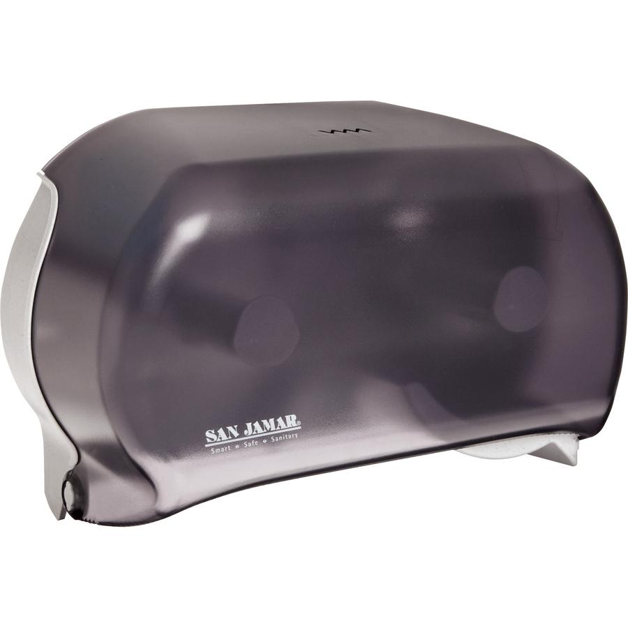 San Jamar Dual Roll Tissue Dispenser - Roll Dispenser - 2 x Roll - 12.8" Height x 12.2" Width x 5.7" Depth - Plastic - Black Pearl - Ergonomic, Hygienic, Translucent, Compact, Contemporary Style, Dura. Picture 2