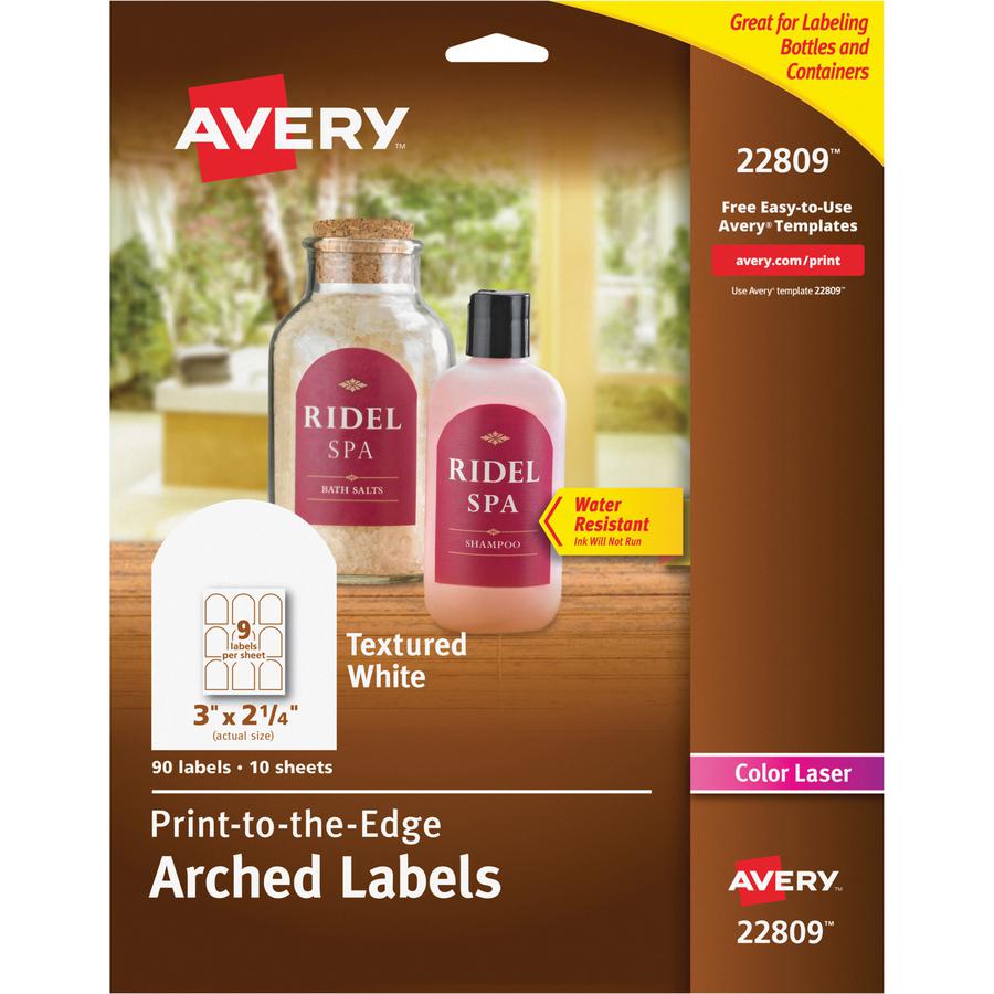 Avery&reg; Arched Labels - Sure Feed - Print-to-the-Edge - 3" Width x 2 1/4" Length - Permanent Adhesive - Arched Rectangle - Laser - Matte White - Paper - 9 / Sheet - 10 Total Sheets - 90 Total Label. Picture 4