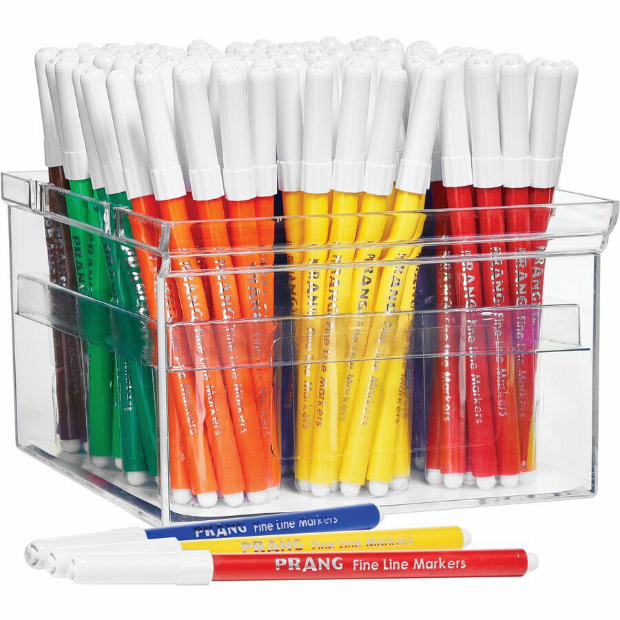 Prang Fineline Art Markers - Fine Marker Point - Red, Blue, Green, Yellow, Orange, Brown, Black, Purple, Gray, Pink, Light Blue, ... - 144 / Set. Picture 4