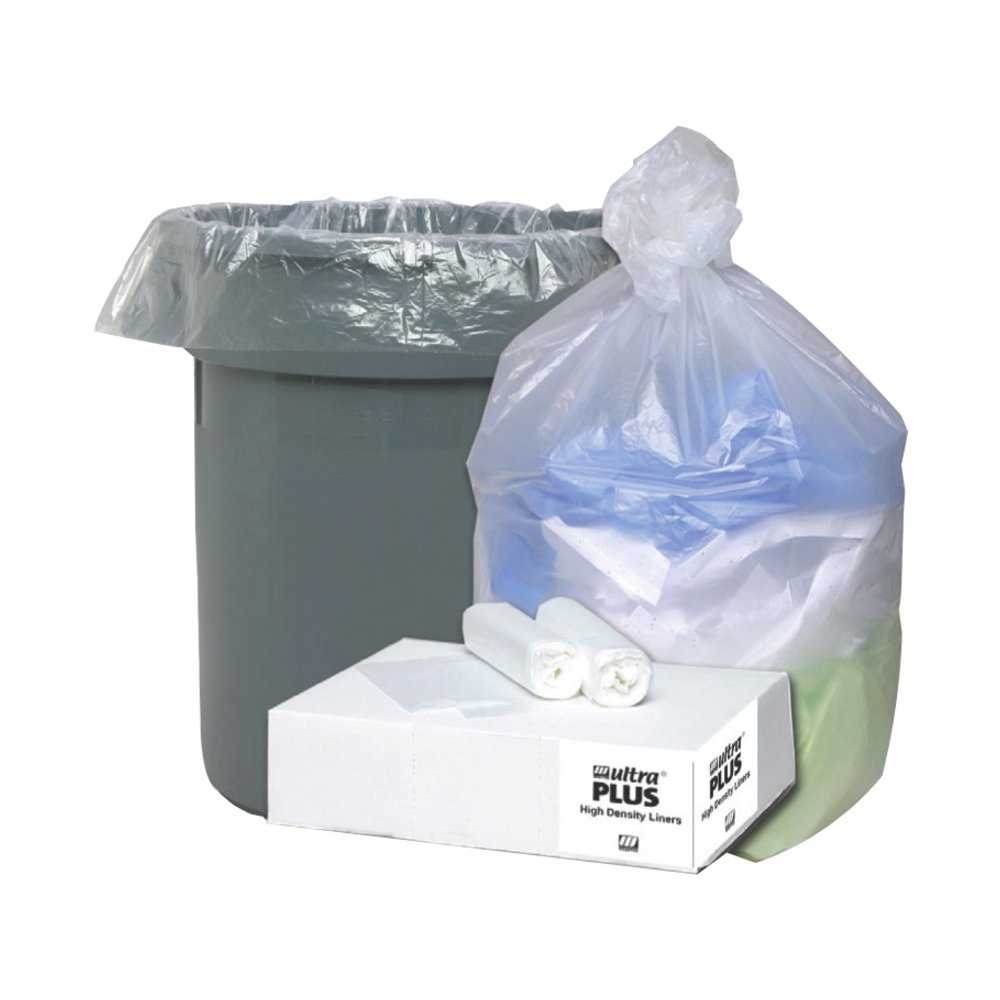 Berry Ultra Plus Trash Can Liners - Small Size - 10 gal Capacity - 24" Length x 24" Width x 0.31 mil (8 Micron) Thickness - High Density - Natural - Resin - Industrial Trash, Office Waste - 500 / Cart. Picture 2