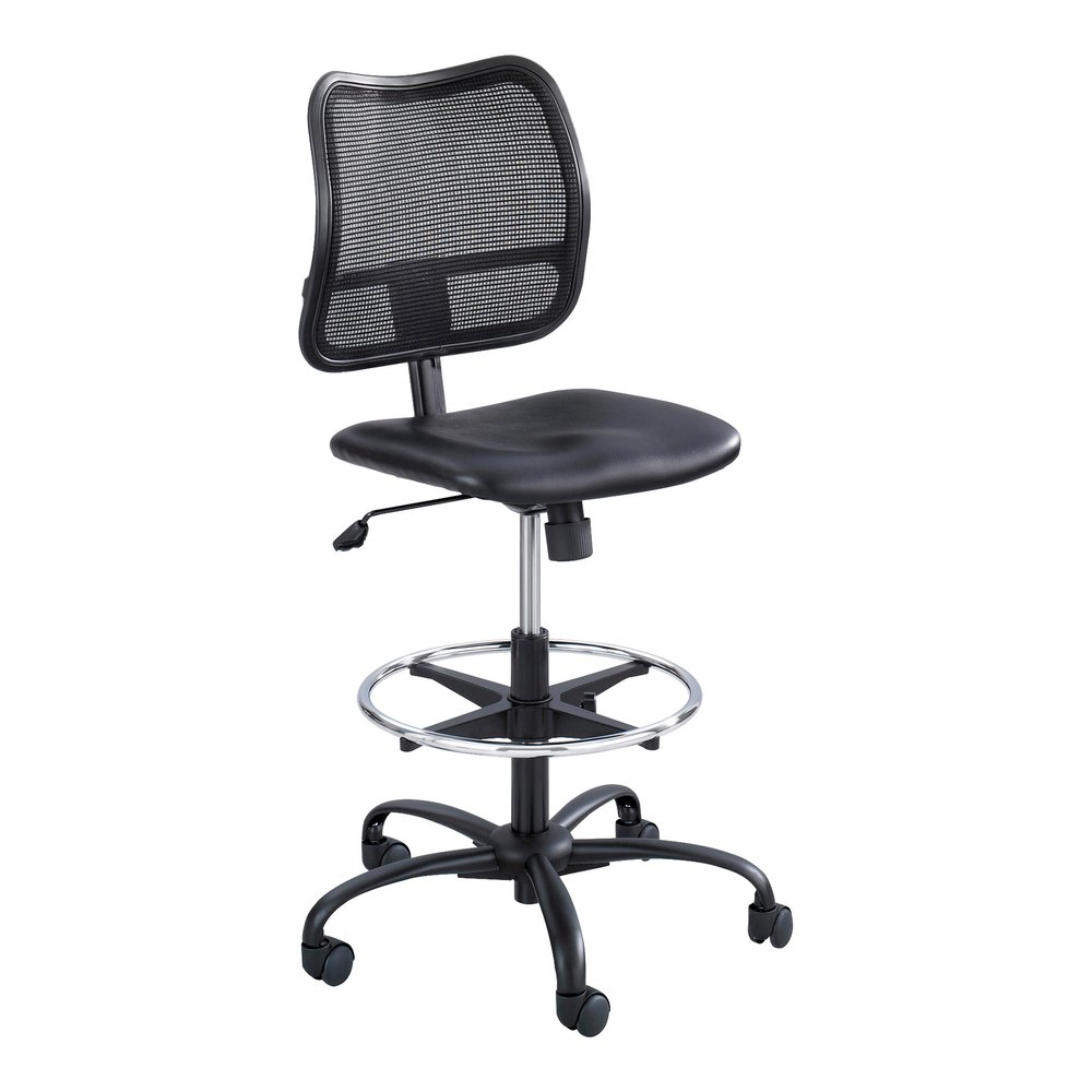 Safco Vue Extended-Height Vinyl Chair - Black Vinyl, Nylon, Polyester Seat - Black Back - 5-star Base - 1 Each. Picture 4