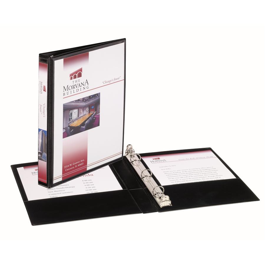 Avery&reg; Mini Durable View Binder - 1/2" Binder Capacity - Half-letter - 5 1/2" x 8 1/2" Sheet Size - 100 Sheet Capacity - 3 x Round Ring Fastener(s) - 2 Pocket(s) - Polypropylene - Pocket, Durable,. Picture 2