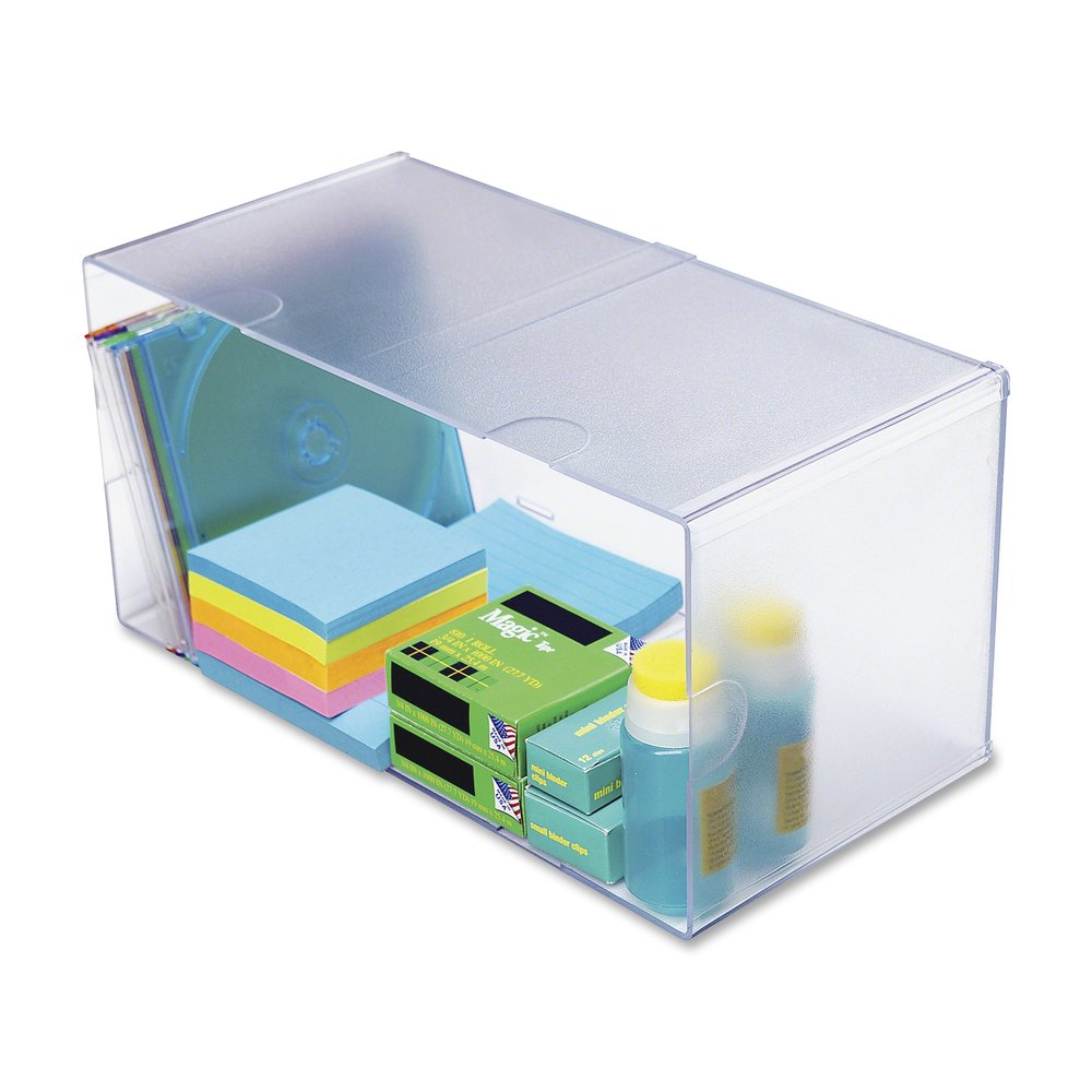 Deflecto Stackable Cube Organizer - 1 Compartment(s) - 6" Height x 12" Width x 6" Depth - Stackable, Sturdy, Removable Divider, Removable Drawer - Clear - Plastic - 1 Each. Picture 8