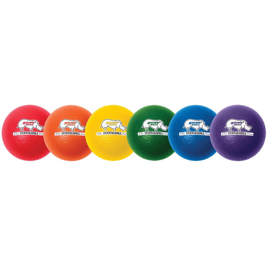 Champion Sports Rhino Skin Low Bounce Dodgeball Set - 6.30" - Low Density Foam - Dodgeball - Red, Orange, Yellow, Green, Blue, Purple - 6 / Set. Picture 5
