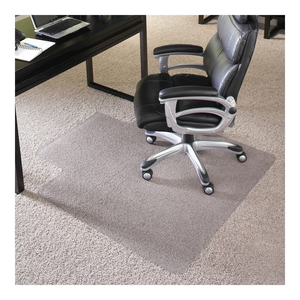 ES ROBBINS EverLife Chair Mat with Lip - Pile Carpet - 53" Length x 45" Width - Lip Size 12" Length x 25" Width - Rectangular - Vinyl - Clear - 1Each. Picture 2