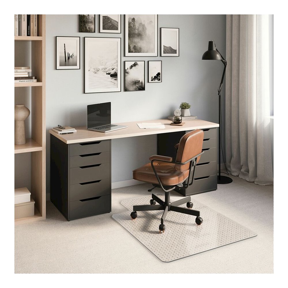 ES ROBBINS EverLife Chair Mat with Lip - Pile Carpet - 48" Length x 36" Width x 0.098" Thickness - Lip Size 10" Length x 20" Width - Vinyl - Clear - 1 Each. Picture 2