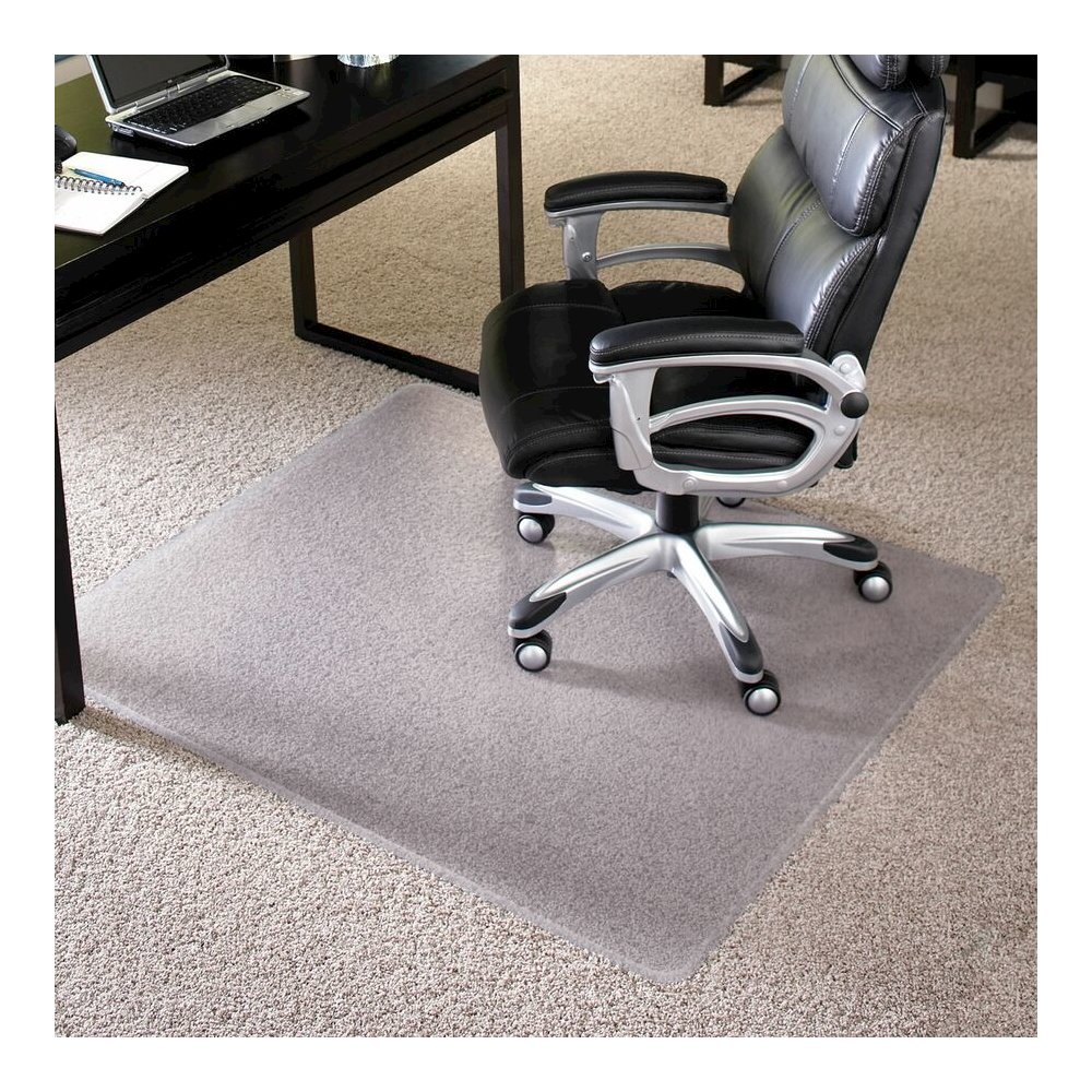 ES ROBBINS High-Pile Carpet Chair Mat - Pile Carpet, High Pile Carpet - 60" Length x 46" Width x 1" Thickness - Rectangular - Vinyl - Clear - 1 Each. Picture 2