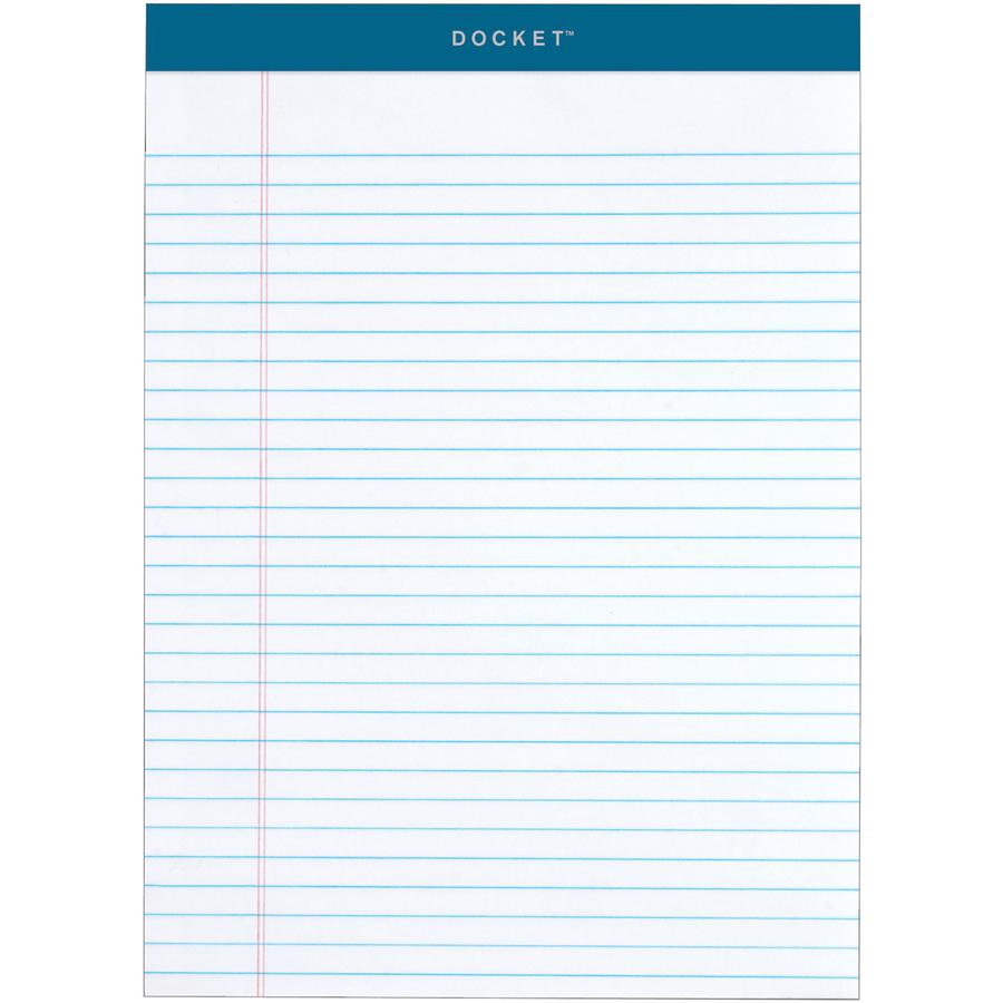 TOPS Docket Legal Rule Writing Pads - 50 Sheets - Double Stitched - 16 lb Basis Weight - 8 1/2" x 11 3/4" Sheet Size - 11.75" Height x 8.5" Width - White Paper - Rigid, Heavyweight, Bleed Resistant, P. Picture 2