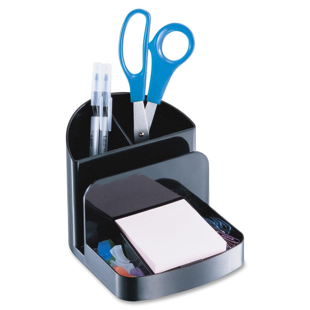 Officemate Deluxe Desk Organizer - 5 Compartment(s) - 5" Height x 5.4" Width x 6.8" DepthDesktop - 30% Recycled - Black - Plastic - 1 Each. Picture 2
