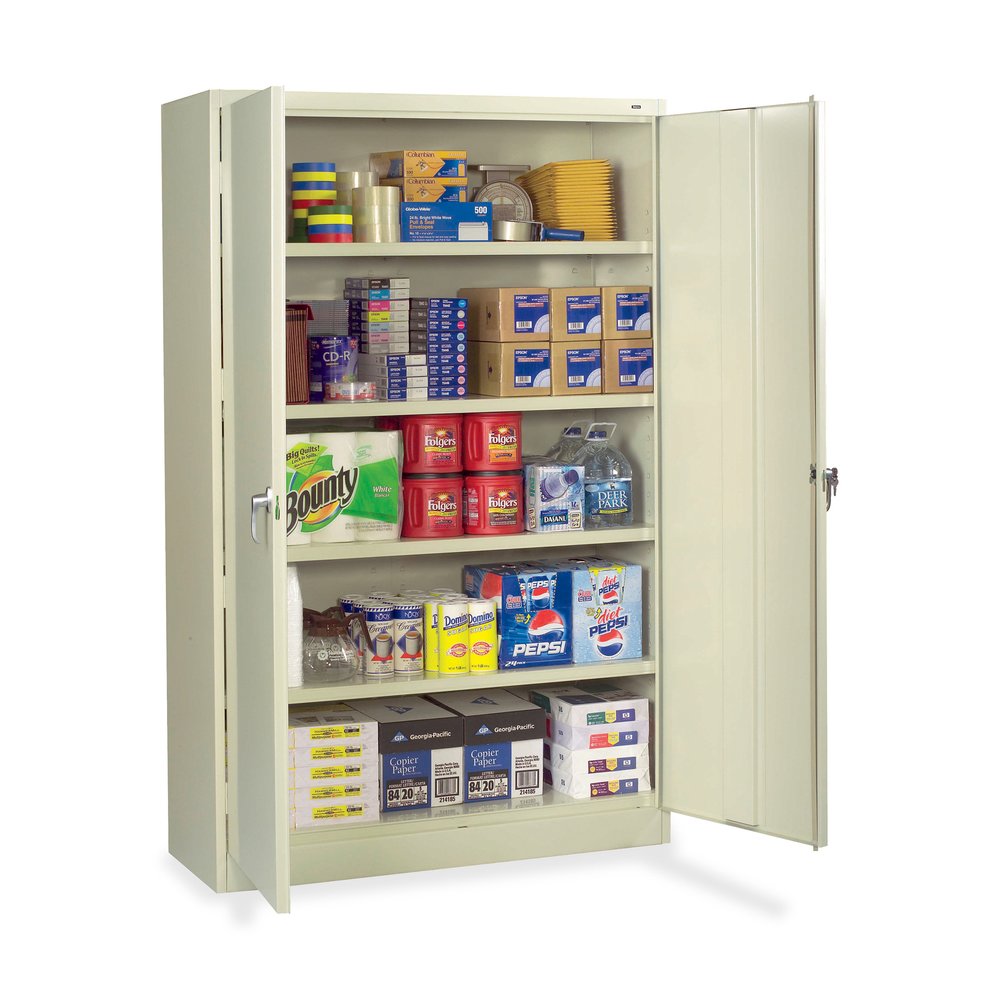 Tennsco Putty Jumbo Storage Cabinet - 48" Width x 18" Depth x 78" Height - 5 x Shelf(ves) for Standard - 2 x Standard Door(s) - 400 lb Load Capacity - Heavy Duty, Adjustable Shelf, Locking Door, Hinge. Picture 4
