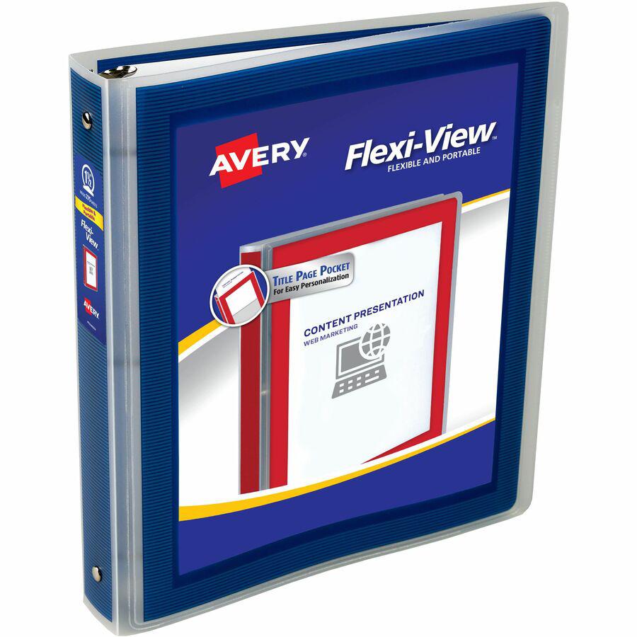 Avery&reg; Flexi-View 3 Ring Binders - 1 1/2" Binder Capacity - Letter - 8 1/2" x 11" Sheet Size - 275 Sheet Capacity - 3 x Round Ring Fastener(s) - 1 Pocket(s) - Polypropylene - Pocket, Flexible, Dur. Picture 14