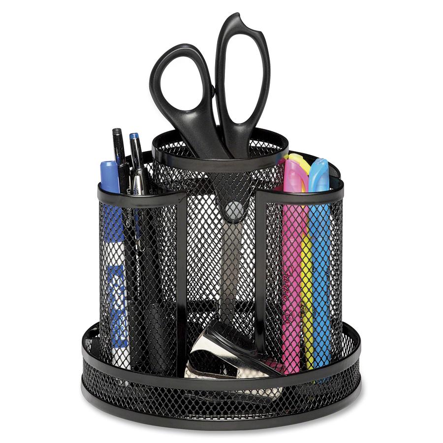 Rolodex Workspace Mesh Spinning Supply Caddy - 8 Compartment(s) - 6.5" Height - Rotate - Black - Steel - 1 Each. Picture 2