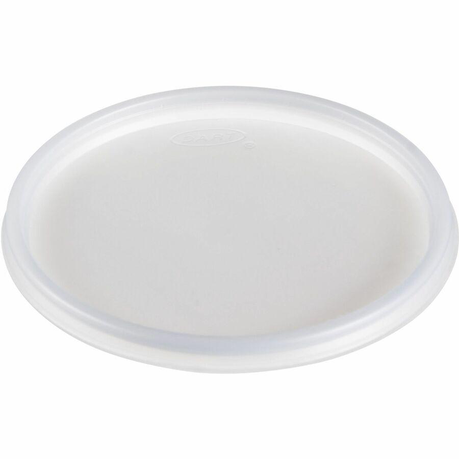 Dart 20 oz HIPS Plastic Non-vented Lid - Translucent - Breakroom - 4.2" Diameter - Translucent - Plastic, Foam, Polystyrene Body - 100/Pack - 10 / Carton. Picture 4
