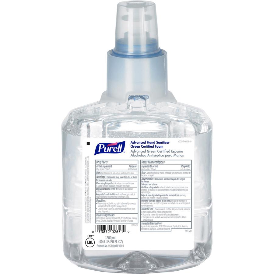 PURELL&reg; Hand Sanitizer Foam Refill - 40.6 fl oz (1200 mL) - Hand, Skin - Clear - Fragrance-free, Dye-free - 1 Each. Picture 3