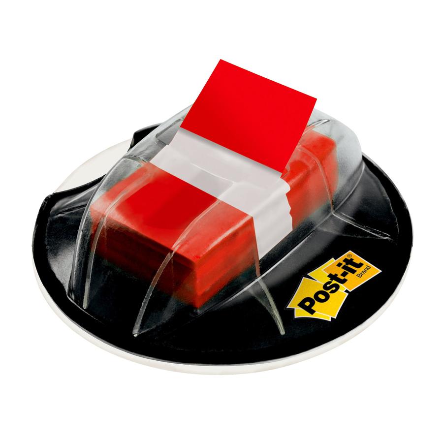 Post-it&reg; Flags in Desk Grip Dispenser - 200 - 1" x 1 3/4" - Rectangle - Unruled - Red - Removable, Self-adhesive - 200 / Pack. Picture 3