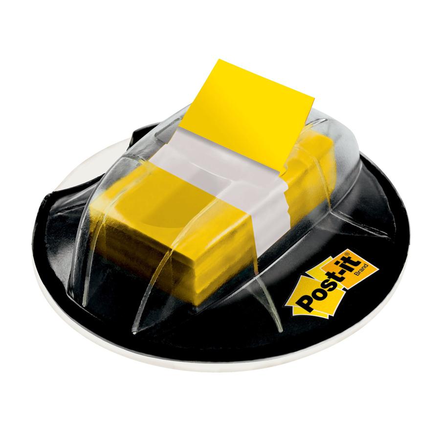 Post-it&reg; Flags in Desk Grip Dispenser - 200 - 1" x 1 3/4" - Rectangle - Unruled - Yellow - Removable, Self-adhesive - 200 / Pack. Picture 2