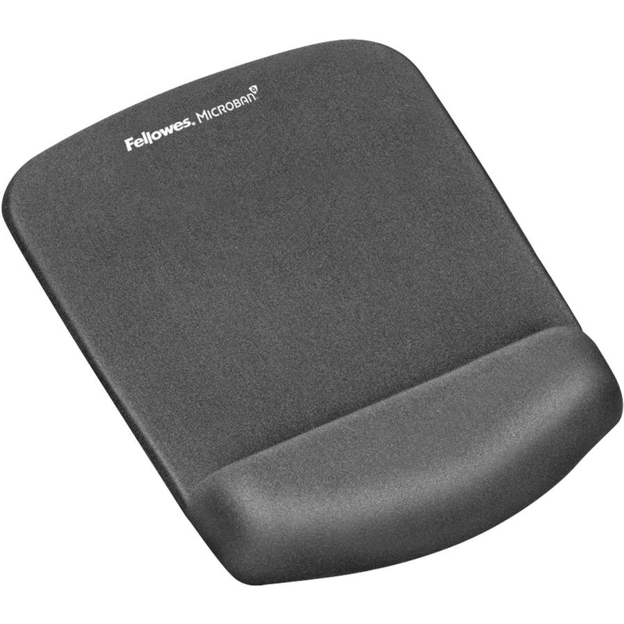 Fellowes PlushTouch&trade; Mouse Pad Wrist Rest with Microban&reg; - Graphite - 1" x 7.25" x 9.38" Dimension - Graphite - Polyurethane, Foam - Wear Resistant, Tear Resistant, Skid Proof - 1 Pack. Picture 3