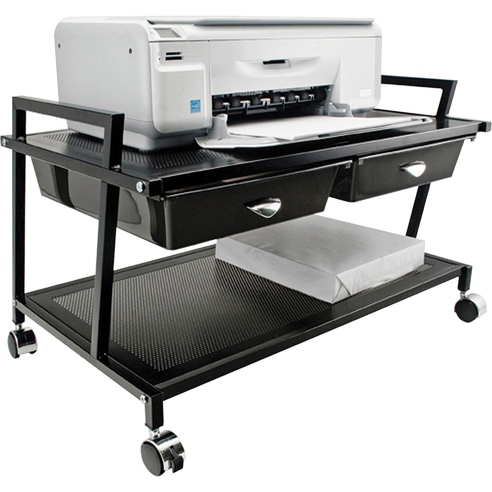 Vertiflex Underdesk Machine Stand with Drawers - 15.4" Height x 25.3" Width x 15.8" Depth - Floor - Steel - Black. Picture 4
