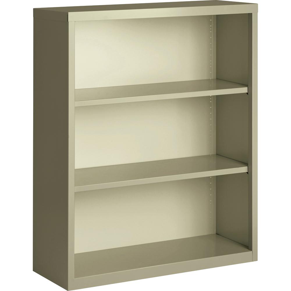 Lorell Fortress Series Bookcase - 34.5" Width x 13" Depth x 42" Height - 3 x Shelf(ves) - Putty - Powder Coated - Steel - Yes. Picture 5