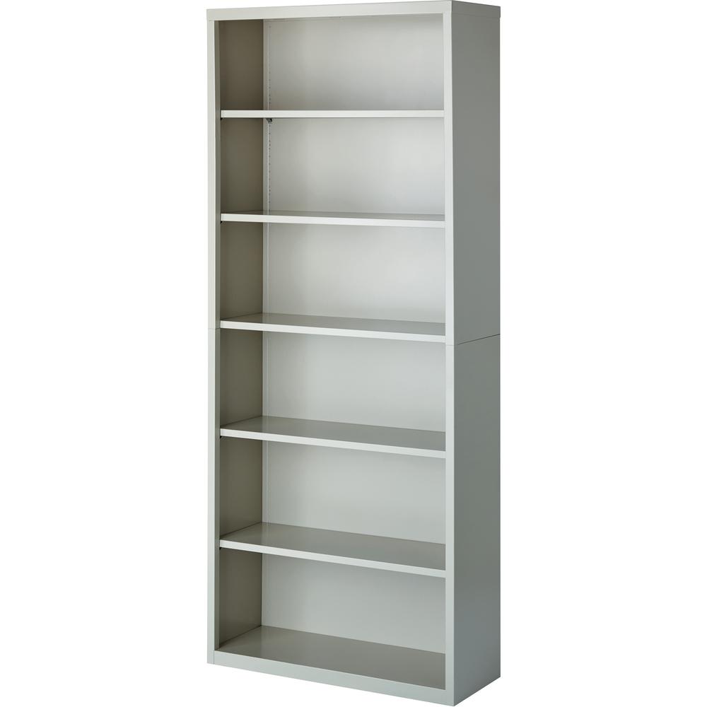 Lorell Fortress Series Bookcase - 34.5" Width x 13" Depth x 82" Height - 6 x Shelf(ves) - Light Gray - Powder Coated - Steel - Yes - Assembly Required. Picture 2
