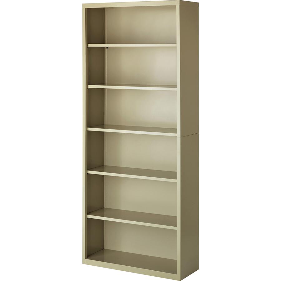 Lorell Fortress Series Bookcase - 34.5" Width x 13" Depth x 82" Height - 6 x Shelf(ves) - Putty - Powder Coated - Steel - Recycled. Picture 6