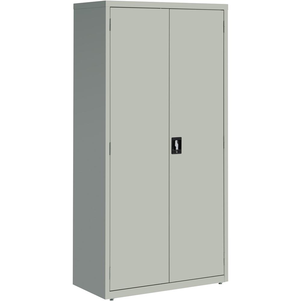 Lorell Fortress Series Storage Cabinet - 36" x 18" x 72" - 5 x Shelf(ves) - Recessed Locking Handle, Hinged Door, Durable - Light Gray - Powder Coated - Steel - Recycled. Picture 3