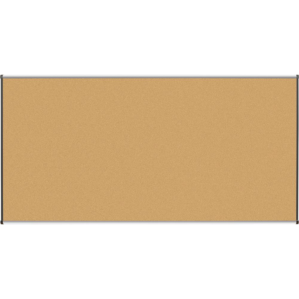 Lorell Satin-Finish Bulletin Board - 96" Board Height x 48" Board Width - Natural Cork Surface - Durable, Self-healing - Silver Anodized Aluminum Frame - 1 Each. Picture 2