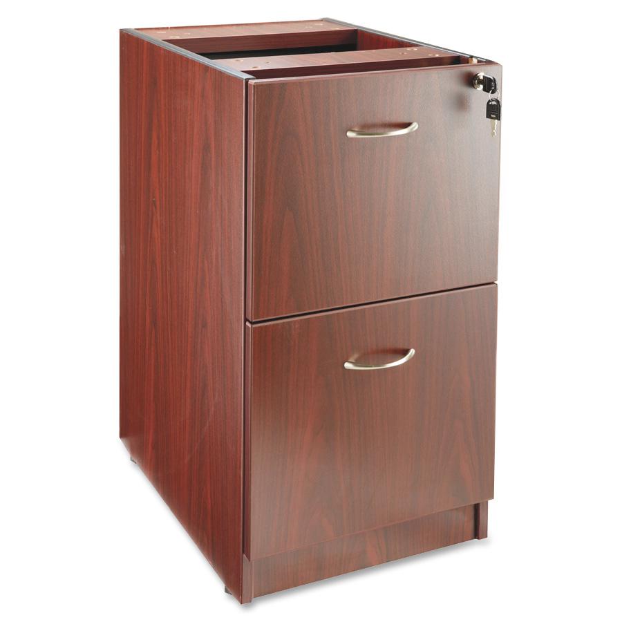 Lorell Essentials File/File Fixed File Cabinet - 15.5" x 21.9" x 28.3" - 2 x File Drawer(s) - Finish: Laminate, Mahogany. Picture 6