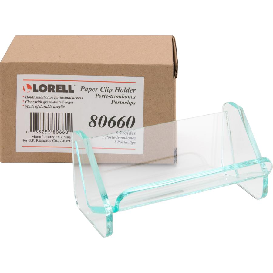 Lorell Paper Clip Holder - Acrylic - 1 Each - Green, Transparent. Picture 10