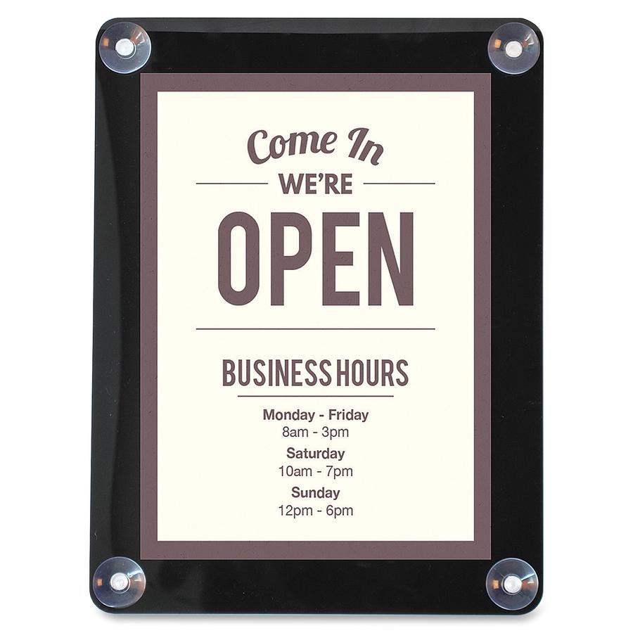 Deflecto Window Display - 1 Each - 8.5" Width x 11" Height - Rectangular Shape - Glass-mountable, Window-mountable - Double Sided - UV Protected, Heat Resistant, Suction Cup - Restaurant, Door, Wall -. Picture 10