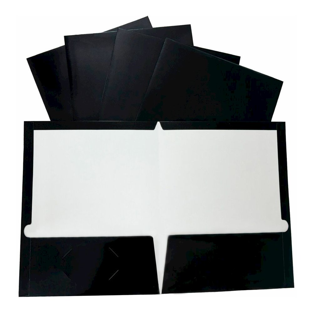 Business Source Letter No Pocket Folder - 8 1/2" x 11" - 100 Sheets Capacity - 2 Internal Pocket - Black - Laminated, Die-cut, Durable - 100 / Box. Picture 7