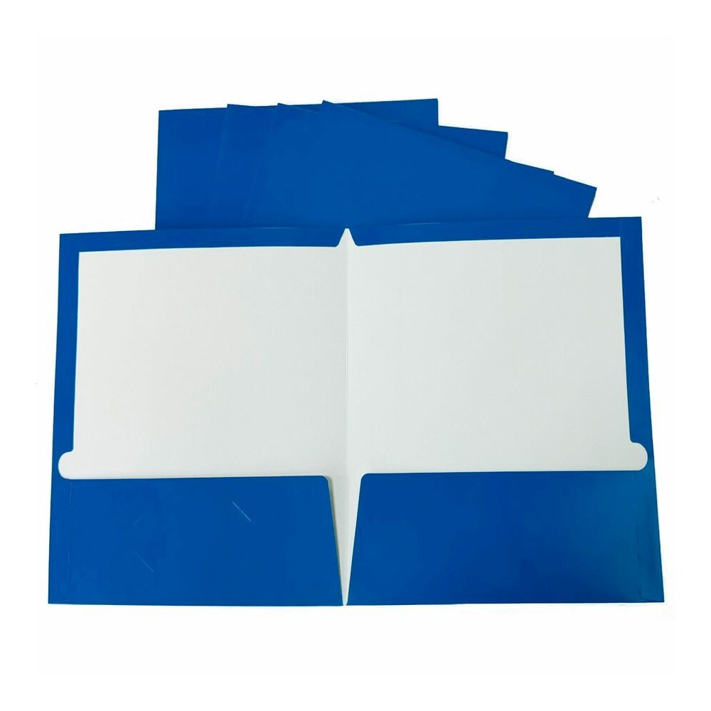Business Source Letter Pocket Folder - 8 1/2" x 11" - 100 Sheets Capacity - 2 Internal Pocket - Blue - Laminated, Durable, Die-cut - 1 Box. Picture 8