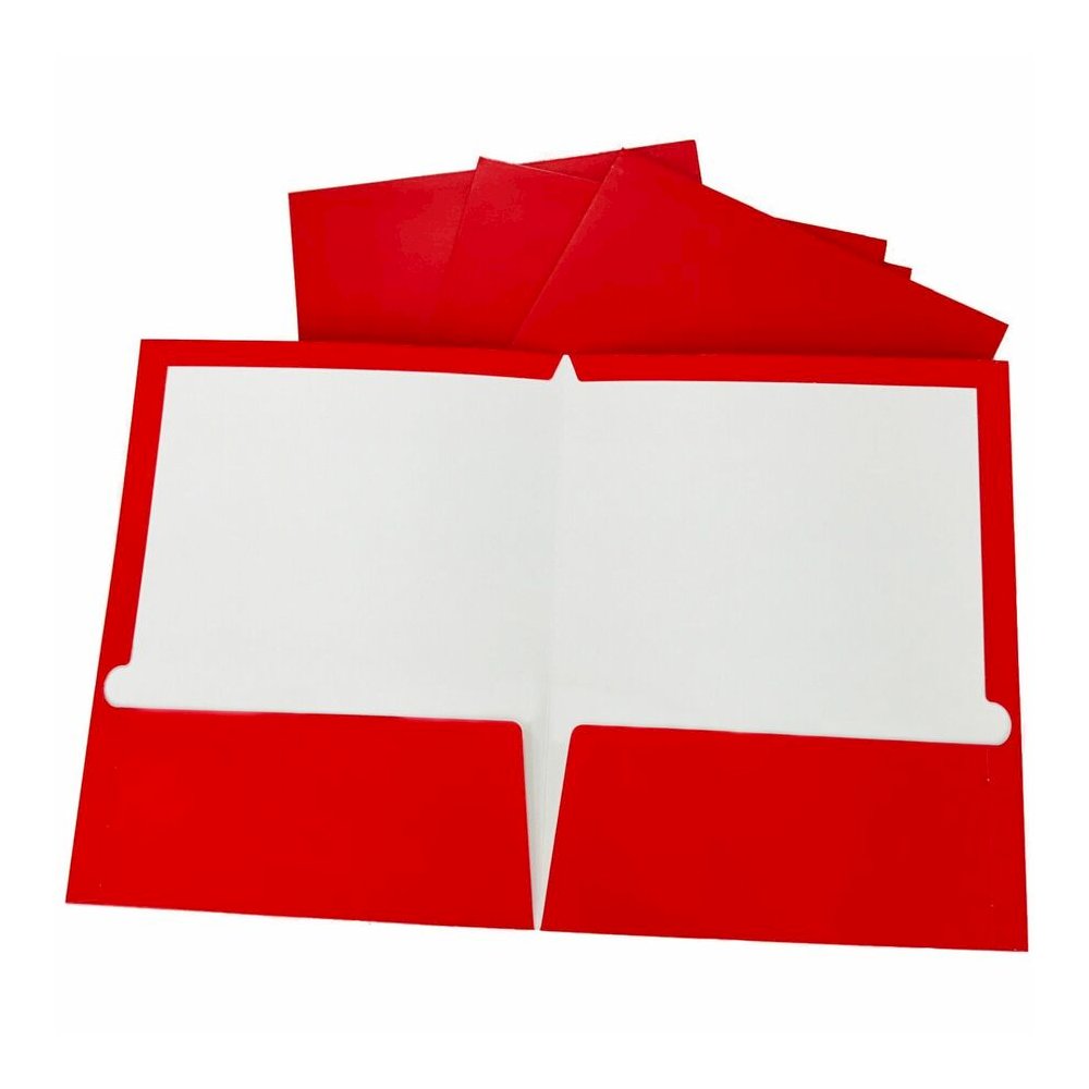 Business Source Letter No Pocket Folder - 8 1/2" x 11" - 100 Sheets Capacity - 2 Internal Pocket - Card Paper - Red - Durable, Laminated, Die-cut - 1 Box. Picture 8