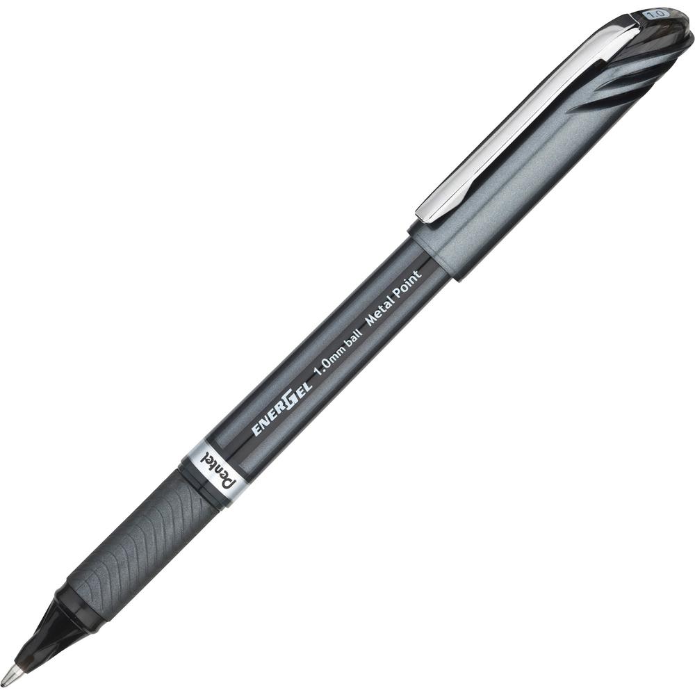 EnerGel EnerGel NV Liquid Gel Pens - Black Ink - Gel-based - Gray Barrel - Metal Tip - 1 Dozen. Picture 2