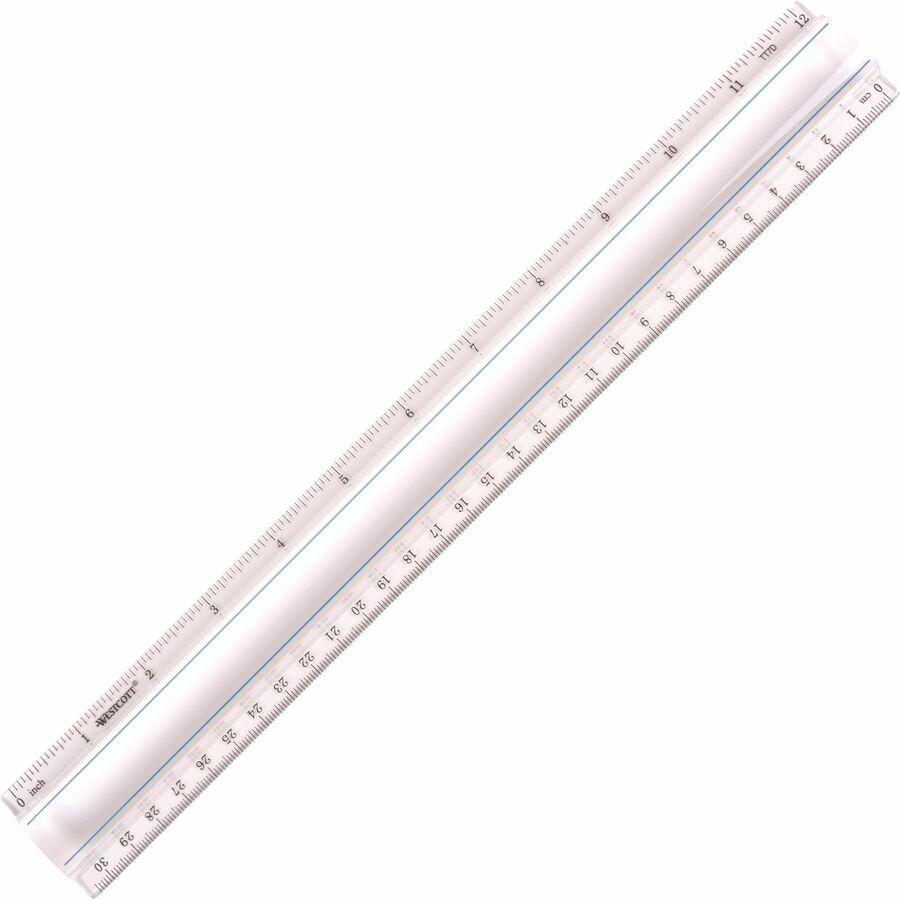 Westcott 12" Clear Magnifying Data Processing Ruler - 12" Length - 1/16 Graduations - Imperial, Metric Measuring System - Glass - 1 Each - Clear. Picture 7