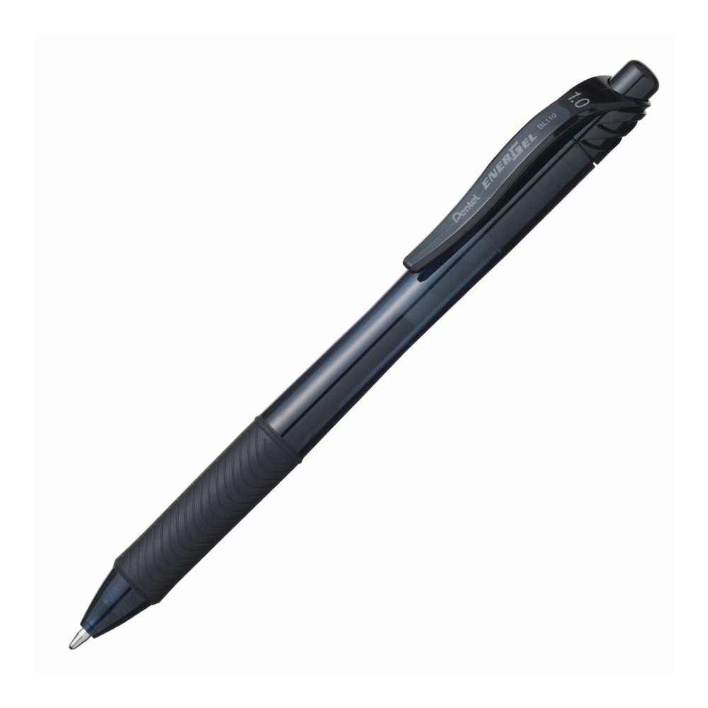 Pentel EnerGel-X Rollerball Pen - Refillable - Retractable - Black Ink - Gel-based - Black Barrel - Metal Tip - 1 Dozen. Picture 4
