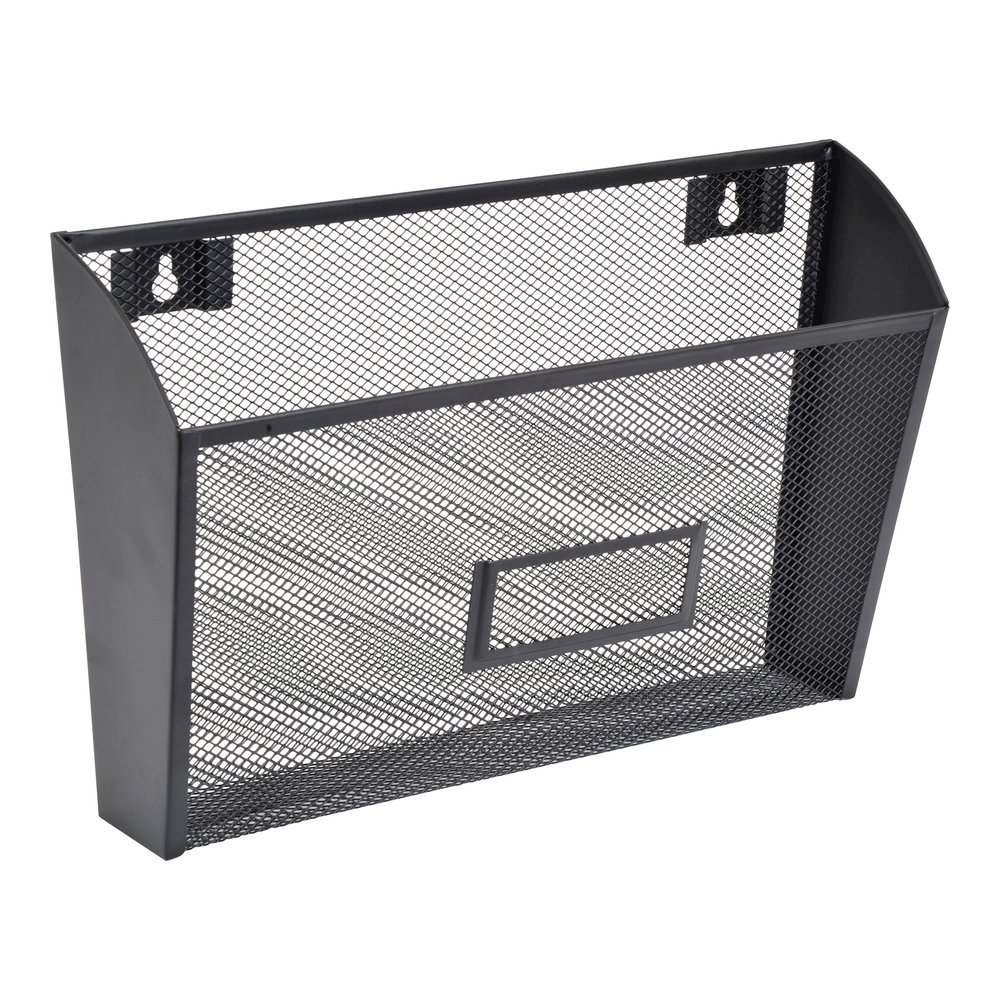 Lorell Mesh Wire Wall Pocket - 6.62" Height x 12.62" Width x 4.75" Depth - Black - 1 Each. Picture 4