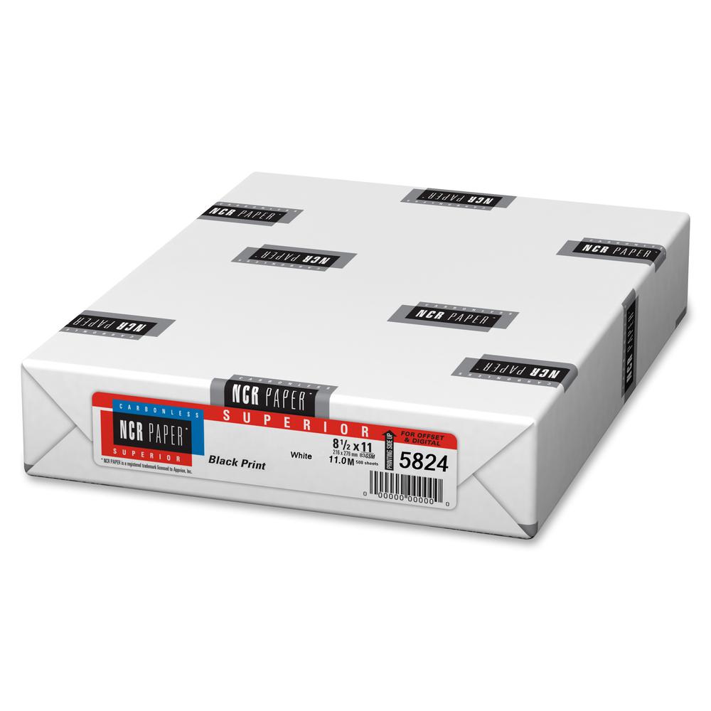 NCR Paper CFB Superior Carbonless Sheets - White - 92 Brightness - Letter - 8 1/2" x 11" - 22 lb Basis Weight - 500 / Pack - Carbonless - White. Picture 2