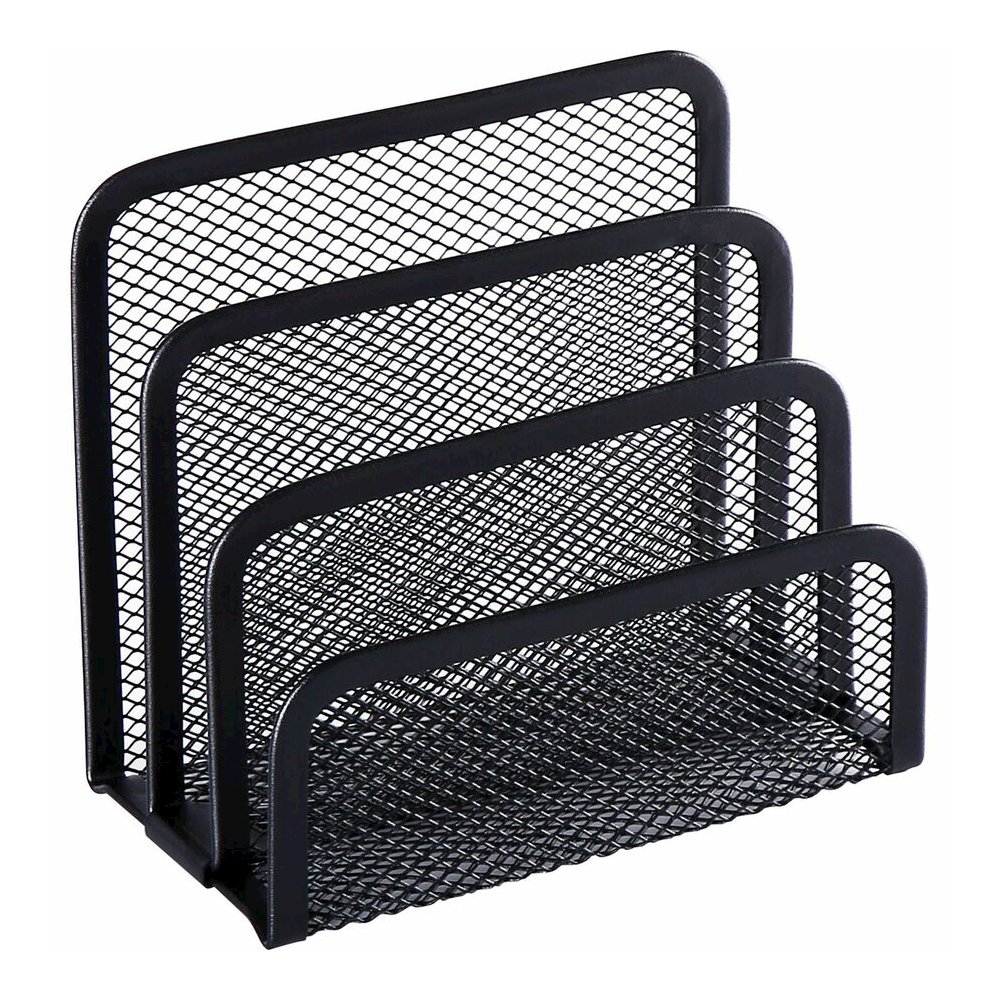 Lorell Mesh Vertical Desktop File Sorter - 4 Divider(s) - 5.63" Height x 5.25" Width x 3.13" Depth - Black - Steel - 1 Each. Picture 6