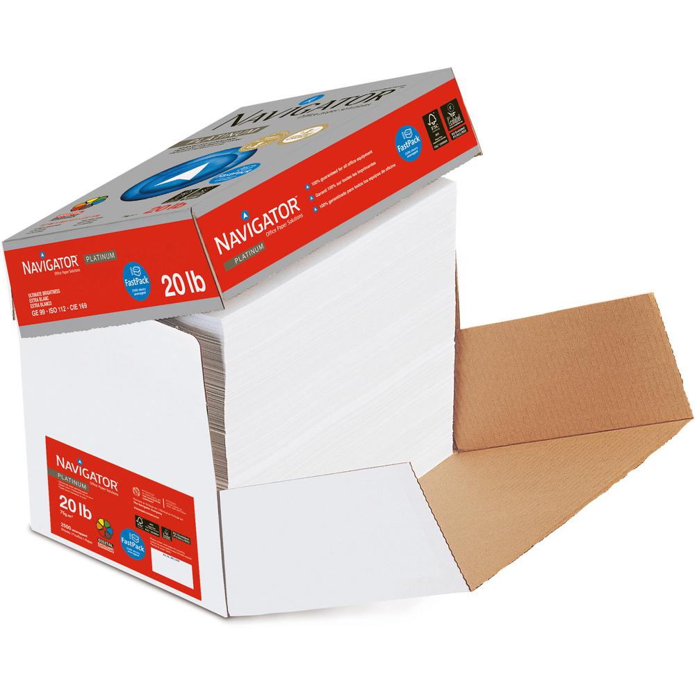 Navigator Platinum Superior Productivity Multipurpose Paper - Silky Touch - White - 99 Brightness - 93% Opacity - Letter - 8 1/2" x 11" - 20 lb Basis Weight - Smooth - 250 / Carton - Chlorine-free, Ja. Picture 2